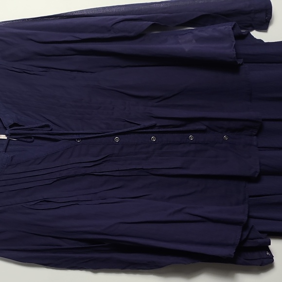 FREE PEOPLE Sisters Of The Moon Deep Blue Lightweight Cotton Blouse Size Medium - Picture 8 of 16